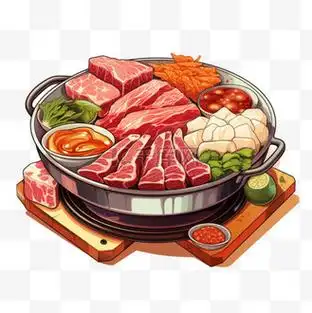 卡通扁平烤肉风格美食美味诱人