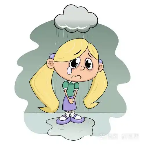 哀伤的女孩在雨之下插画-正版商用图片036osq-摄图新视界