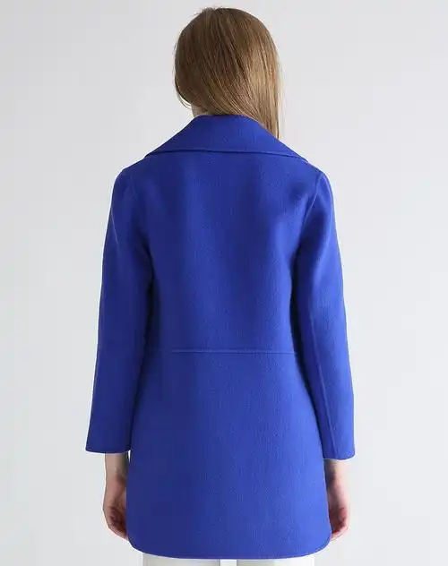 千柏年流行针织女款宝蓝色格调纯羊毛大衣qba024bl_唯品会