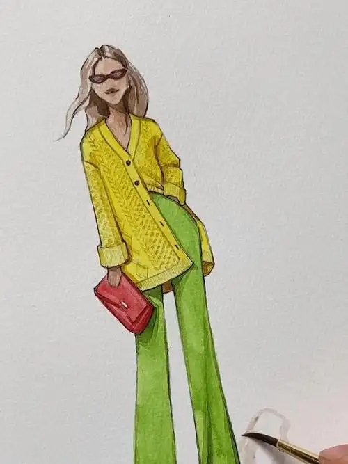 明亮的色彩服装设计手绘水彩
