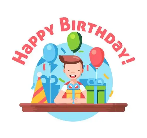 卡通过生日的男孩矢量素材