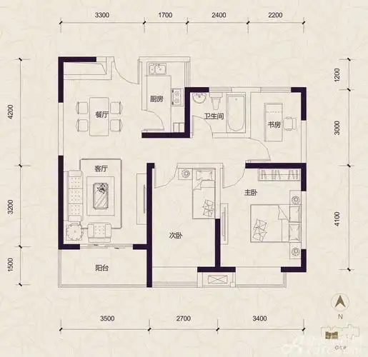 祥源城三居90平米户型图_b1户型3室2厅-新安房产网