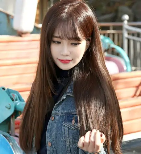 韩国空气刘海假发女长发薄刘海内卷长直发高温丝仿真假发特价-童装产