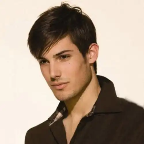 跨境 男士短假发蓬松偏分帅气深色男士短发头套 厂家现货批发