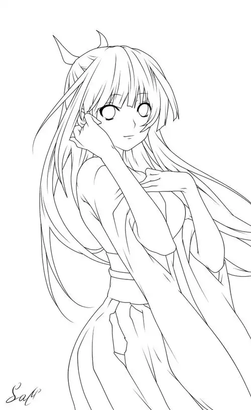 动漫人物线稿素材