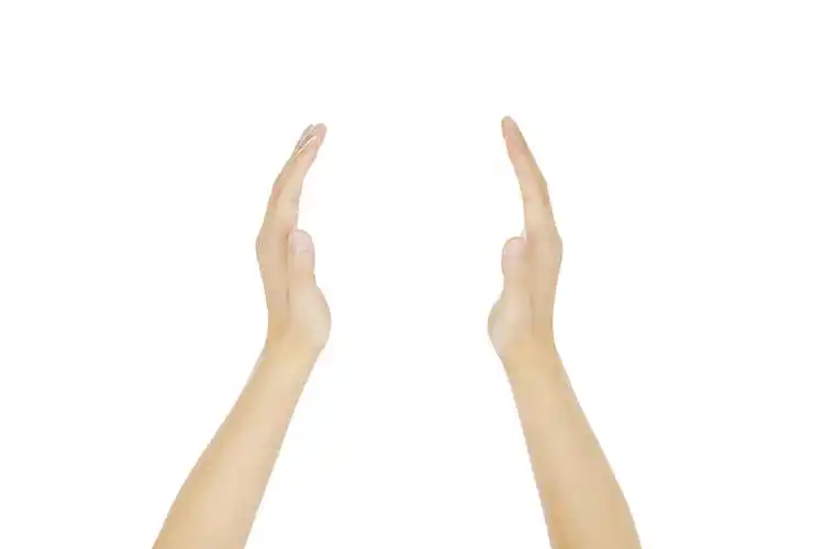 白底手势人物手势两手相对手掌相对微弯手掌