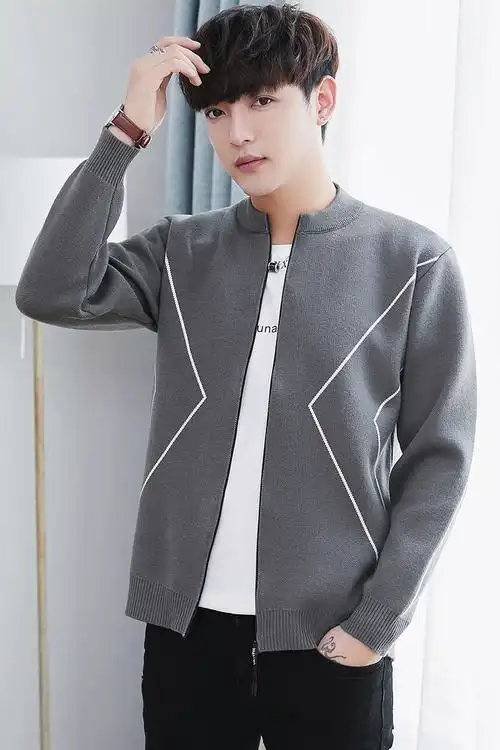 款7603男士秋装针织开衫男薄款针织衫线衣韩版休闲外套男潮