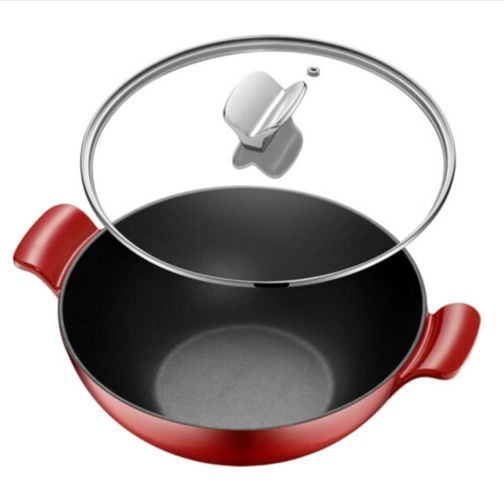 苏泊尔珐琅铸铁锅深型煎炒锅樱桃红/flc28a4
