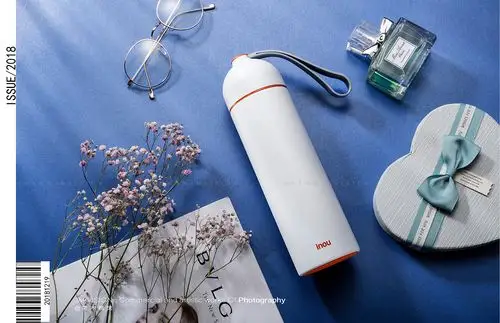 保温杯玻璃杯平铺创意拍摄 场景产品摆拍 电商产品摄影