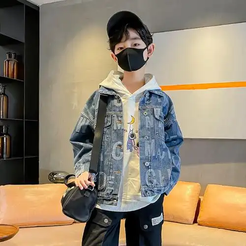 儿童春装9男童牛仔外套8十12岁男孩帅气上衣春秋款中童帅气韩版潮