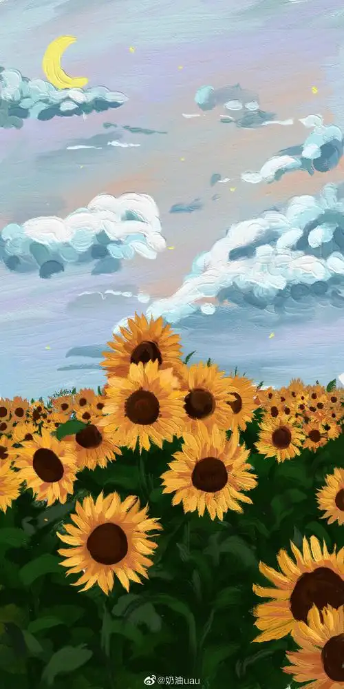 油画质感壁纸artset 高清壁纸 可爱简约 纯色壁纸插画手绘转载:wb见