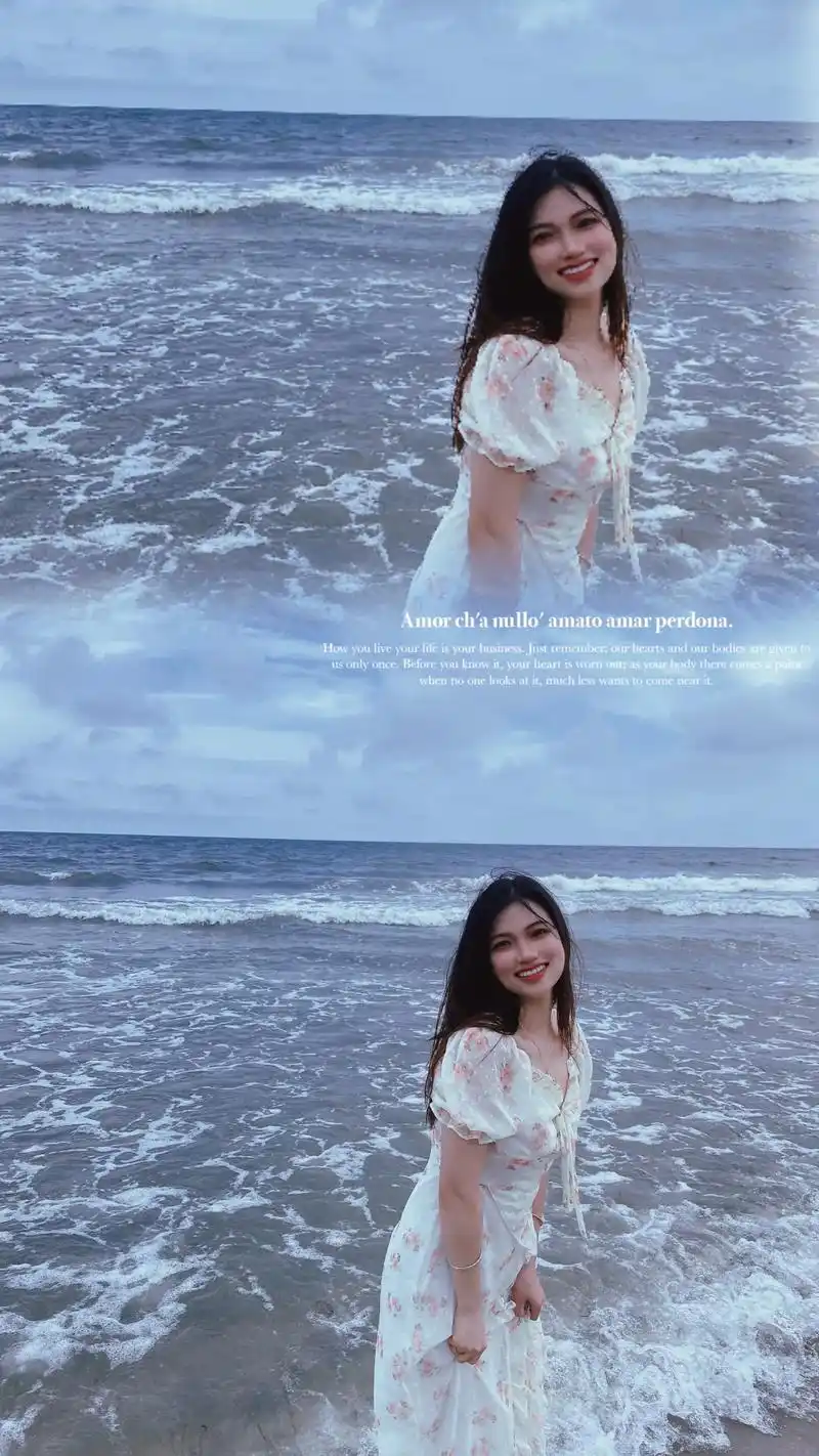 温柔的照片配,温柔的歌.#治愈的笑容 #甜系女孩 #海边的风 - 抖音