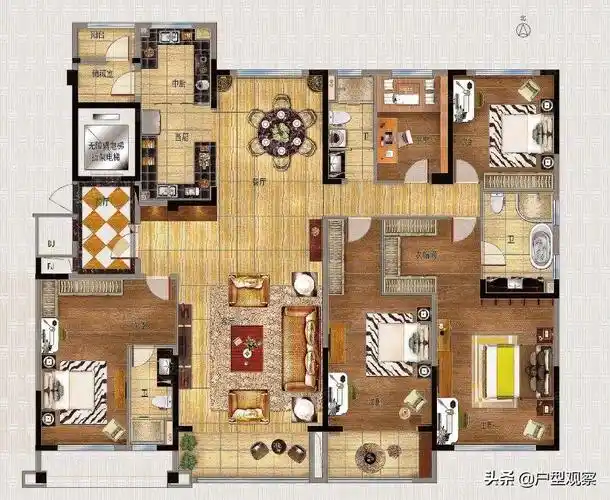 大平层户型图装修图(大平层户型图5室5卫3厅)