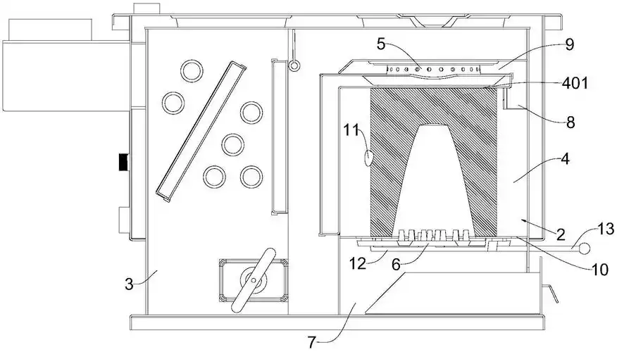 cn213599423u_一种采暖炉的二次燃烧结构有效