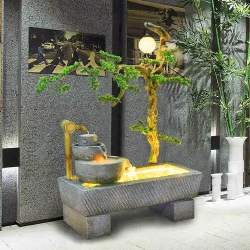 假山流水喷泉风水水轮招财室内中式落地水景摆件
