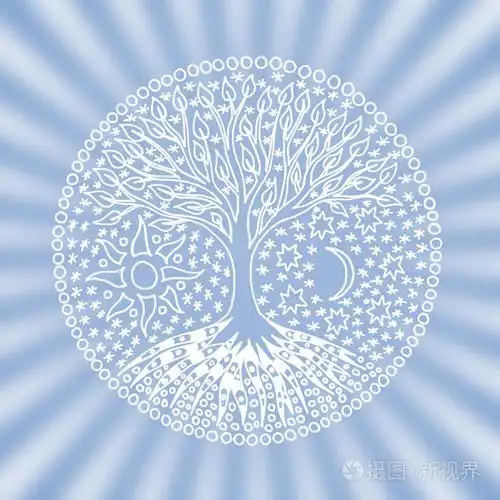 生命之树. 曼达拉. 五颜六色的象征图案.