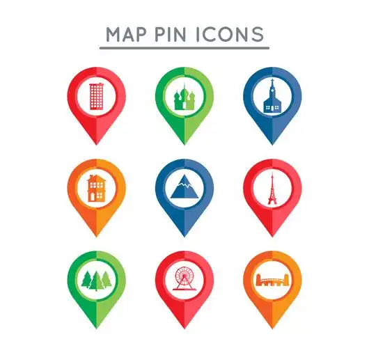 6款创意地图地标符号矢量图标素材