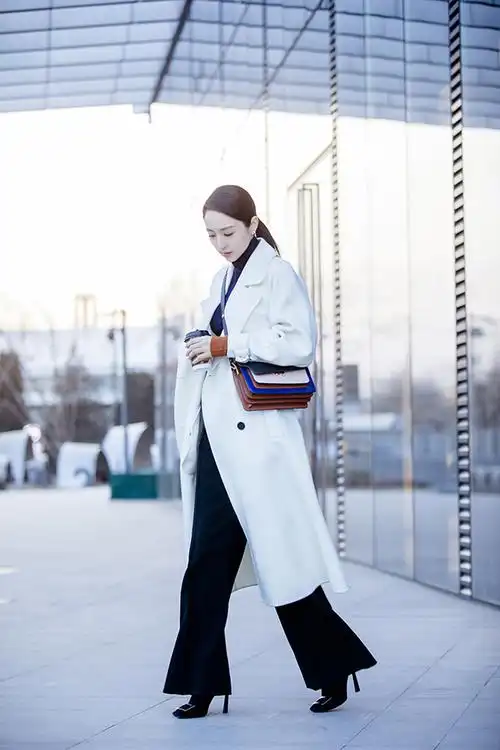 董璇不愧是纯天然女神一身白色大衣仙气十足难怪能征服高云翔