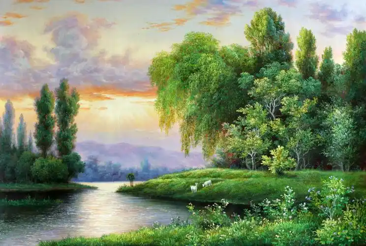 谢诚斌《山水风景》布面油画 60x90cm