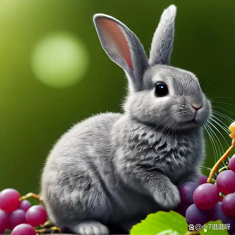偷吃葡萄的小兔子,呆萌呆萌的