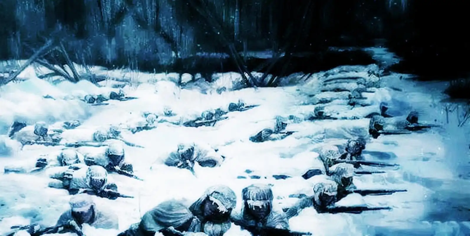 这是1950年在长津湖战役中冻死的志愿军战士.