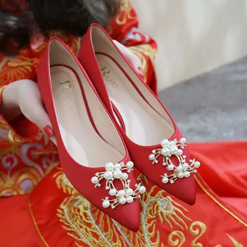 婚鞋红色平跟大额优惠券