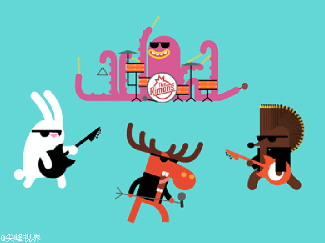 二维兔子小鹿音乐gif动图_动态图_表情包下载_soogif