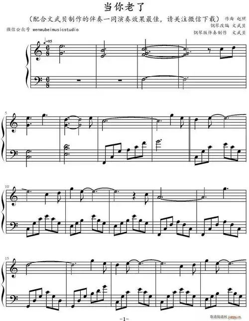 当你老了文武贝钢琴改编版