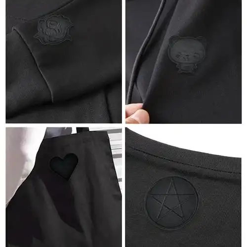 刺绣自粘羽绒服补丁贴黑色修补贴男女衣服破洞修复贴皮衣背包布贴