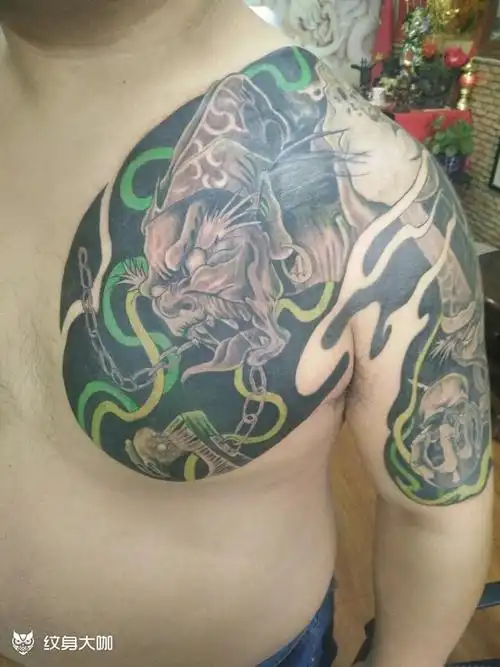 半甲黑白无常_纹身图案手稿图片_97火97的纹身作品集