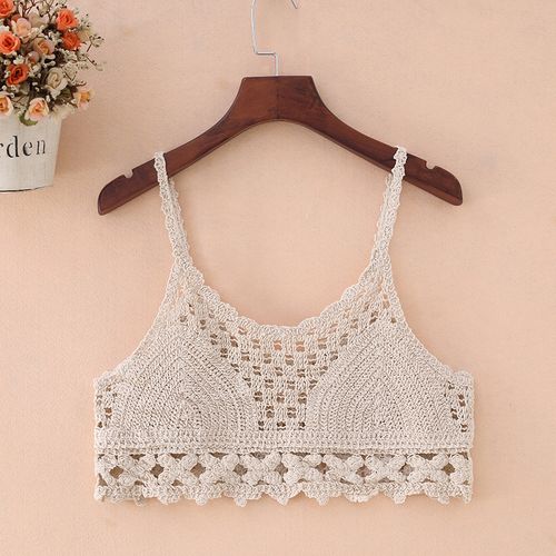 针织吊带背心女夏外穿超短钩花镂空上衣罩衫短外套