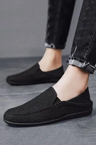 亚麻布鞋男鞋夏季新款一脚蹬老北京布鞋男春季懒人驾车鞋休闲鞋男