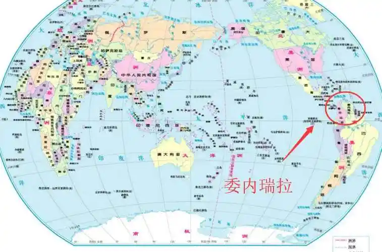 委内瑞拉位于中国的什么位置示意图