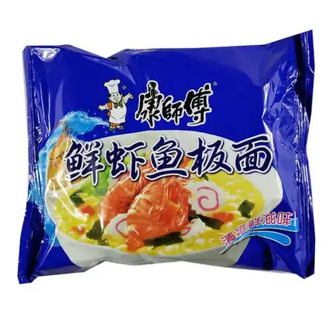 康师傅鲜虾鱼板面98克袋装经典方便面