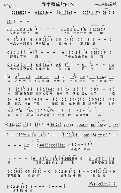 雨中飘荡的回忆[刀郎][简谱]