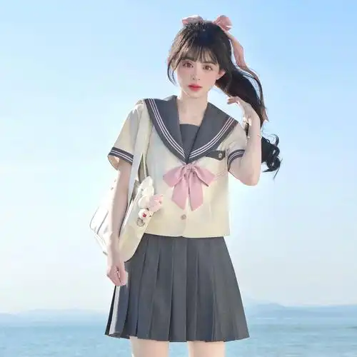 绀色黑色半身日系校服学院风女 樱花家族jk制服百褶裙 多色纯色裙 -