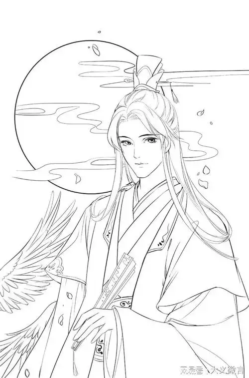 一组古风手绘线稿唯美