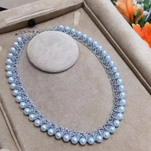 日本原装手工蕾丝akoya项链,7-7.