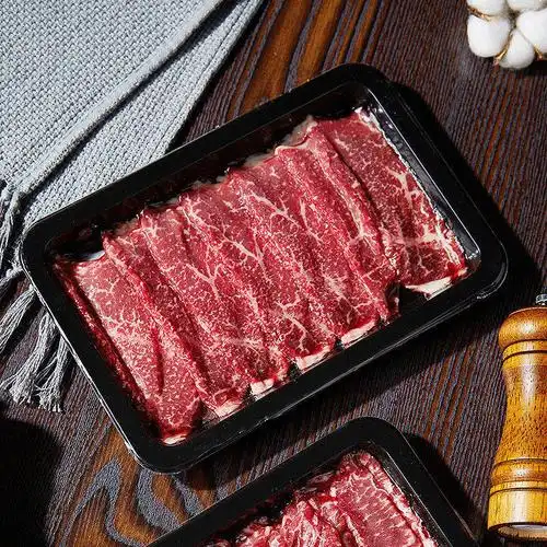 和牛m9雪花牛肉片盒装寿喜锅肥牛卷小排牛肉片火锅食材一件代发