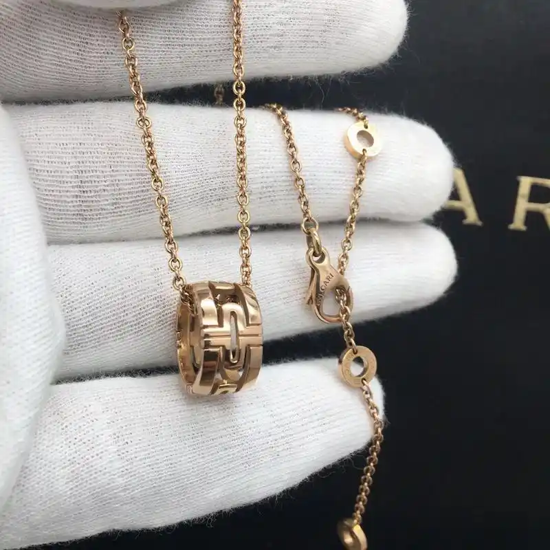 bvlgari宝格丽玫瑰金回形针镂空项链帕莲轮 bvlgari宝格丽玫瑰金