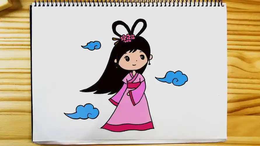 学画可爱的古装小公主简笔画,画在手抄报或手账上吧!