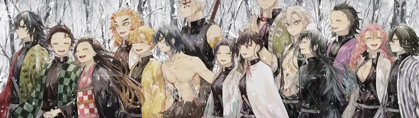 电脑平板电视机3840x1080鬼灭之刃 四周年全员合照壁纸