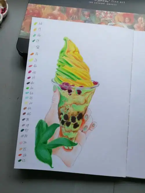 彩铅画秋天里的第一杯奶茶