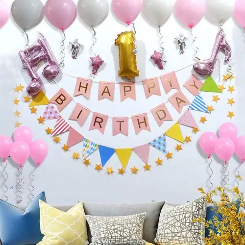 生日宝宝周岁背景墙装扮气球套餐10个