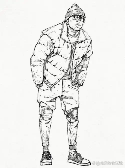 一组男生站姿速写人物哈