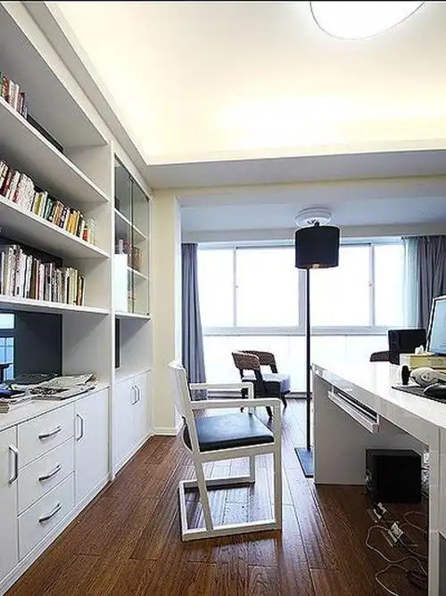 现代简约三居室书房书架装修效果图大全
