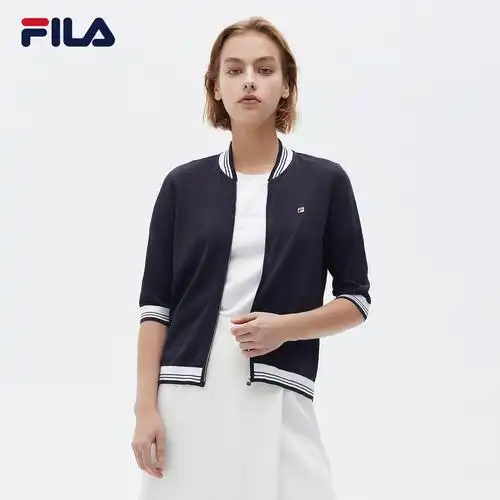 fila斐乐官方女士运动外套2021夏季新款半袖上衣针织编织外套女