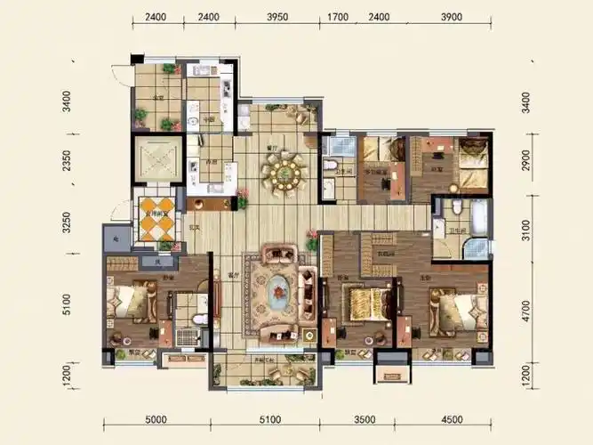 碧桂园银亿大城印象锦园5室2厅3卫户型图