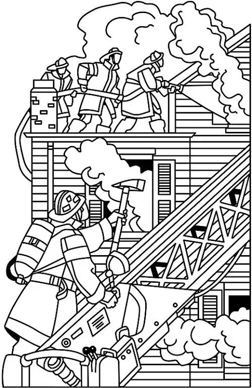 消防队员冒着生命危险参与救援.插画下载