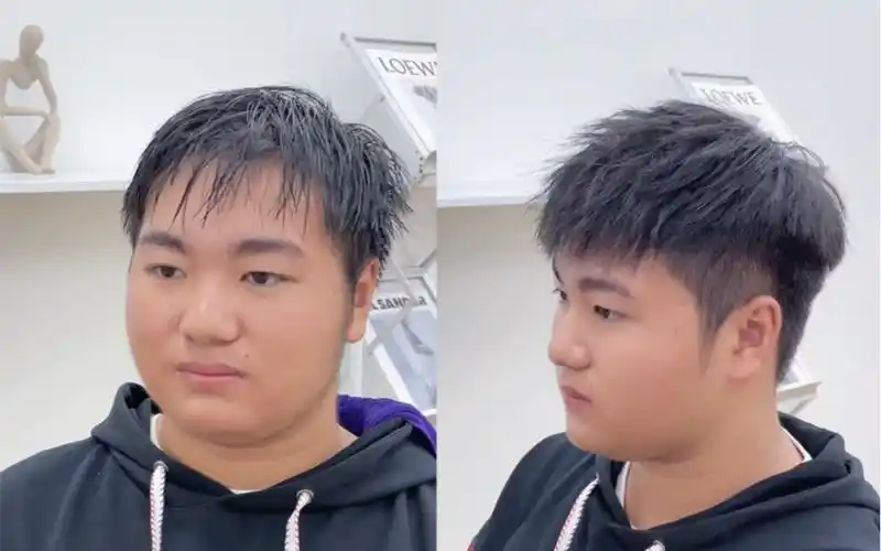 胖胖圆脸男生显瘦必备发型,摩根碎盖